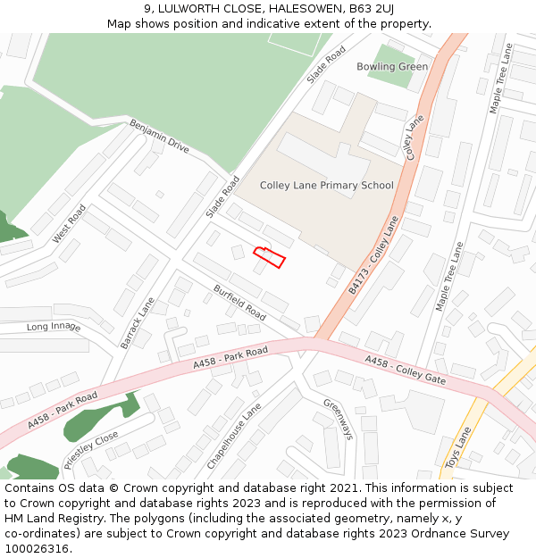 9, LULWORTH CLOSE, HALESOWEN, B63 2UJ: Location map and indicative extent of plot