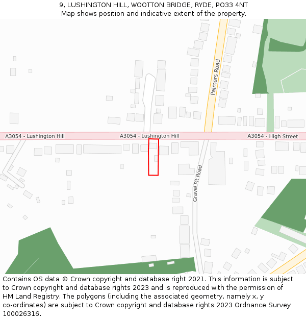 9, LUSHINGTON HILL, WOOTTON BRIDGE, RYDE, PO33 4NT: Location map and indicative extent of plot
