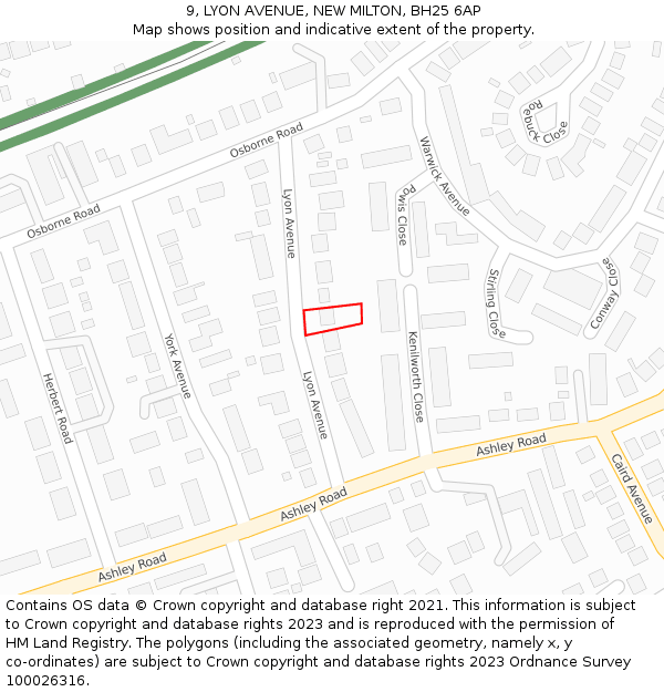 9, LYON AVENUE, NEW MILTON, BH25 6AP: Location map and indicative extent of plot