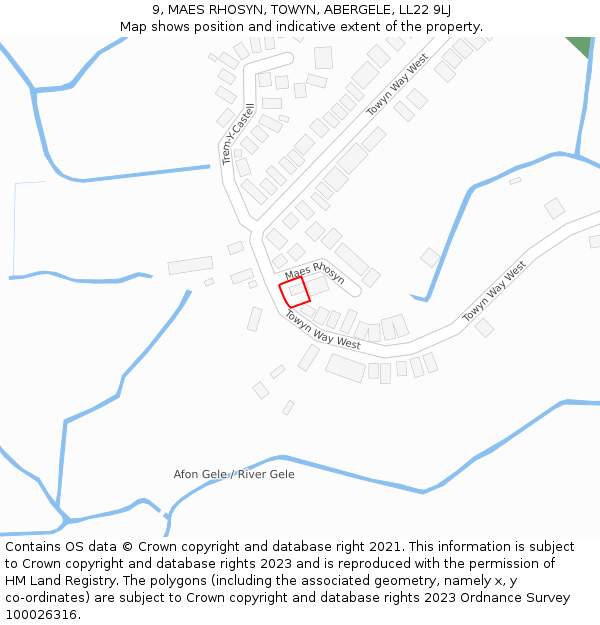 9, MAES RHOSYN, TOWYN, ABERGELE, LL22 9LJ: Location map and indicative extent of plot