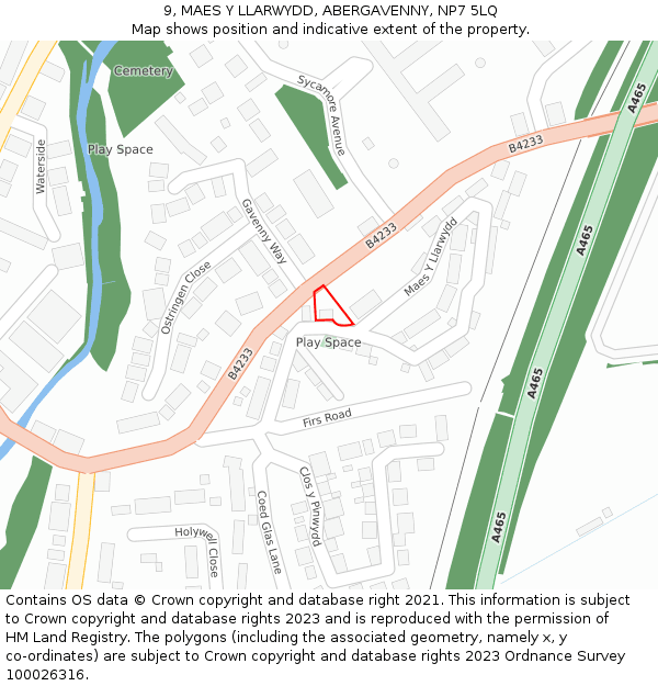 9, MAES Y LLARWYDD, ABERGAVENNY, NP7 5LQ: Location map and indicative extent of plot