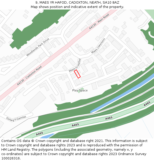 9, MAES YR HAFOD, CADOXTON, NEATH, SA10 8AZ: Location map and indicative extent of plot