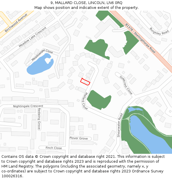 9, MALLARD CLOSE, LINCOLN, LN6 0RQ: Location map and indicative extent of plot
