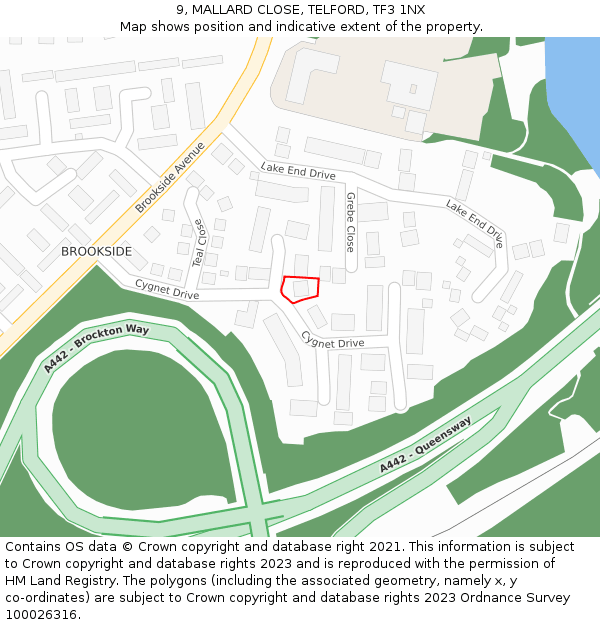 9, MALLARD CLOSE, TELFORD, TF3 1NX: Location map and indicative extent of plot