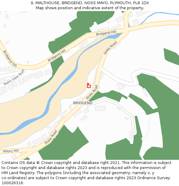 9, MALTHOUSE, BRIDGEND, NOSS MAYO, PLYMOUTH, PL8 1DX: Location map and indicative extent of plot