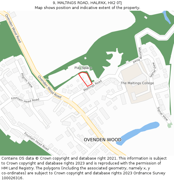 9, MALTINGS ROAD, HALIFAX, HX2 0TJ: Location map and indicative extent of plot