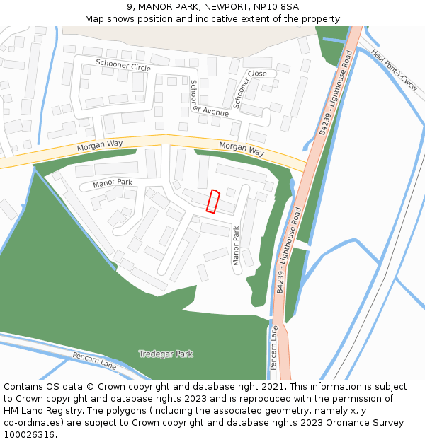 9, MANOR PARK, NEWPORT, NP10 8SA: Location map and indicative extent of plot