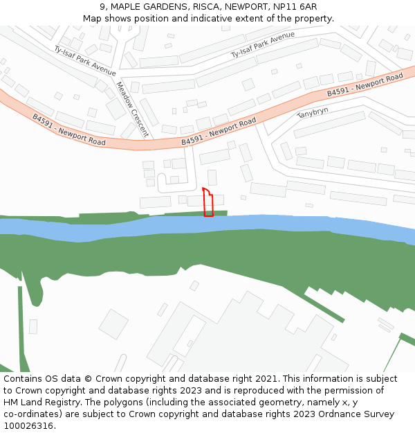 9, MAPLE GARDENS, RISCA, NEWPORT, NP11 6AR: Location map and indicative extent of plot