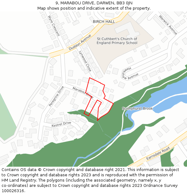 9, MARABOU DRIVE, DARWEN, BB3 0JN: Location map and indicative extent of plot