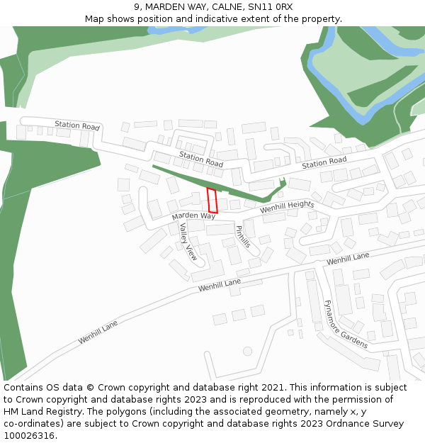 9, MARDEN WAY, CALNE, SN11 0RX: Location map and indicative extent of plot
