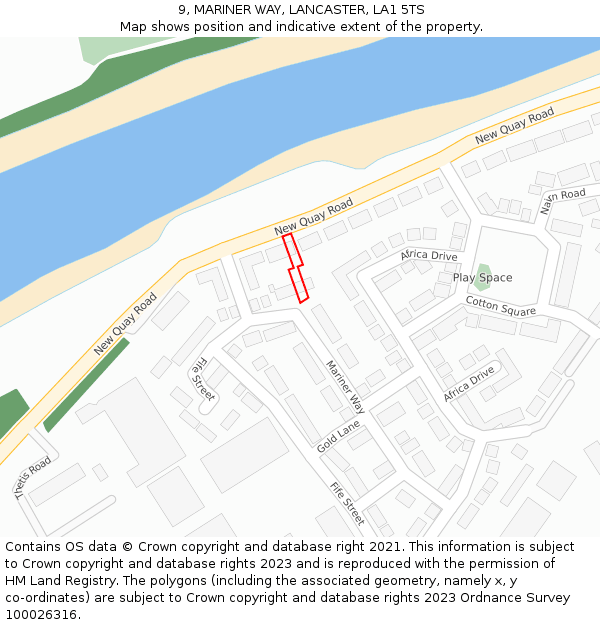 9, MARINER WAY, LANCASTER, LA1 5TS: Location map and indicative extent of plot