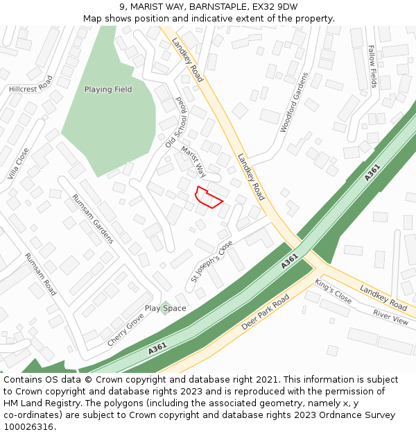 9, MARIST WAY, BARNSTAPLE, EX32 9DW: Location map and indicative extent of plot