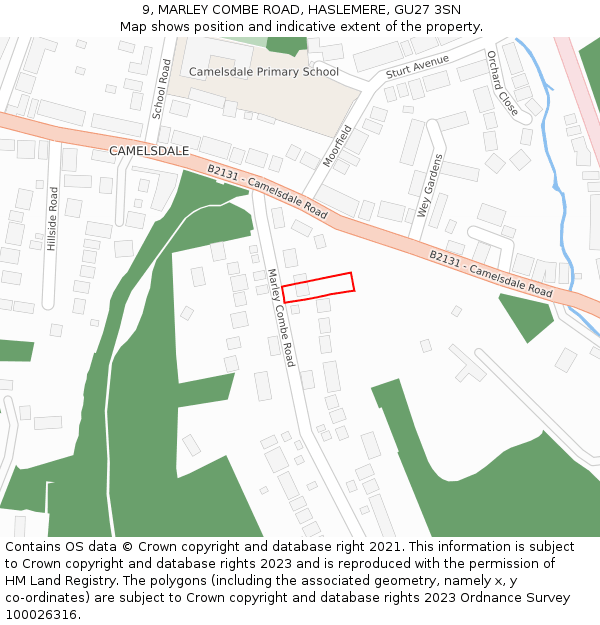 9, MARLEY COMBE ROAD, HASLEMERE, GU27 3SN: Location map and indicative extent of plot