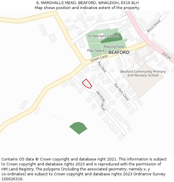 9, MARSHALLS MEAD, BEAFORD, WINKLEIGH, EX19 8LH: Location map and indicative extent of plot