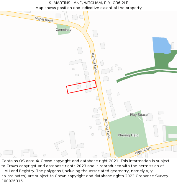 9, MARTINS LANE, WITCHAM, ELY, CB6 2LB: Location map and indicative extent of plot