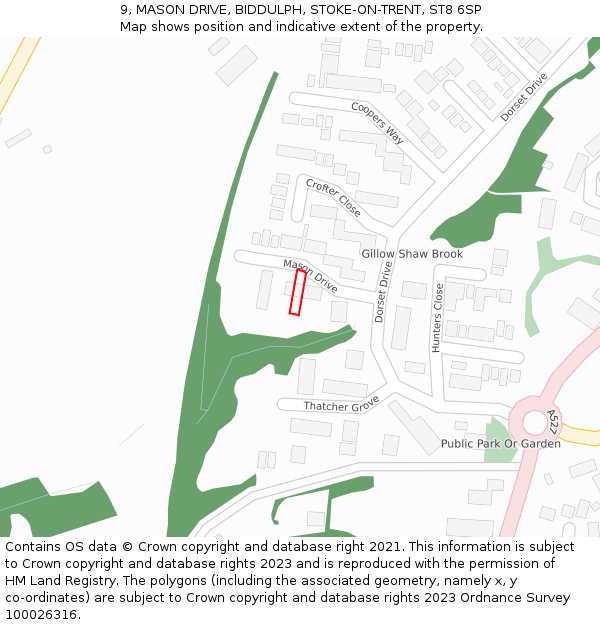 9, MASON DRIVE, BIDDULPH, STOKE-ON-TRENT, ST8 6SP: Location map and indicative extent of plot