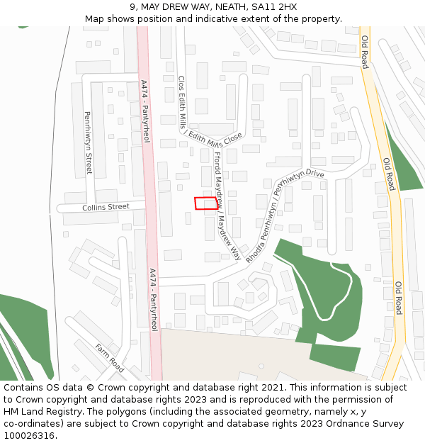 9, MAY DREW WAY, NEATH, SA11 2HX: Location map and indicative extent of plot