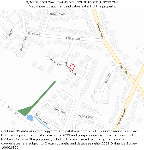 9, MEDLICOTT WAY, SWANMORE, SOUTHAMPTON, SO32 2NE: Location map and indicative extent of plot