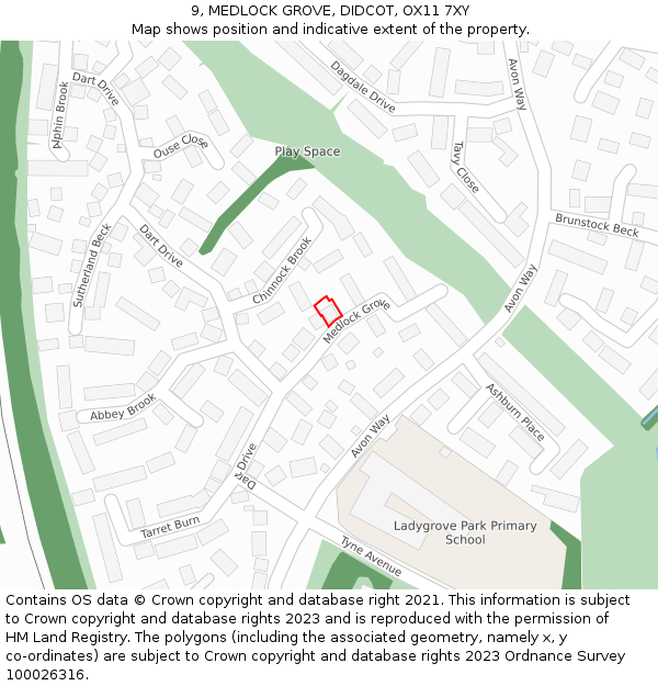 9, MEDLOCK GROVE, DIDCOT, OX11 7XY: Location map and indicative extent of plot