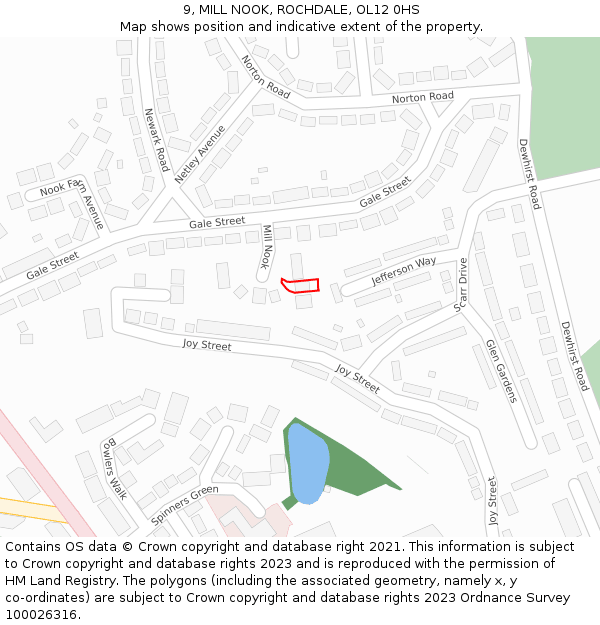 9, MILL NOOK, ROCHDALE, OL12 0HS: Location map and indicative extent of plot
