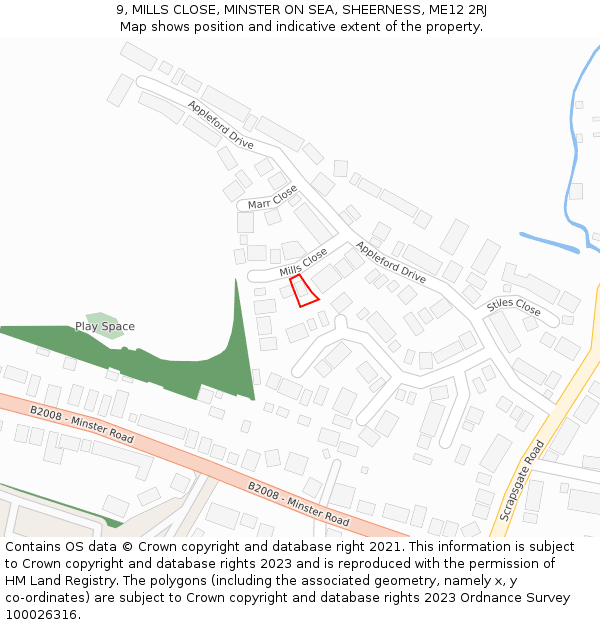 9, MILLS CLOSE, MINSTER ON SEA, SHEERNESS, ME12 2RJ: Location map and indicative extent of plot