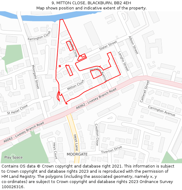 9, MITTON CLOSE, BLACKBURN, BB2 4EH: Location map and indicative extent of plot