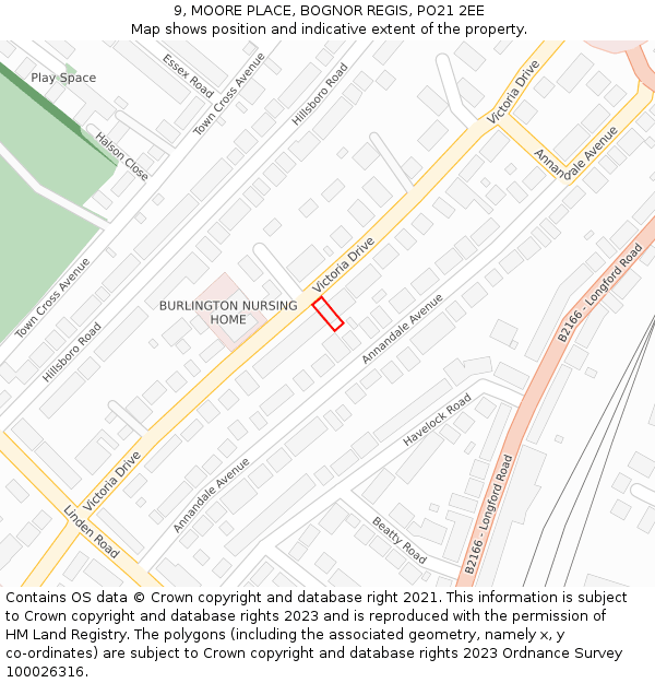 9, MOORE PLACE, BOGNOR REGIS, PO21 2EE: Location map and indicative extent of plot