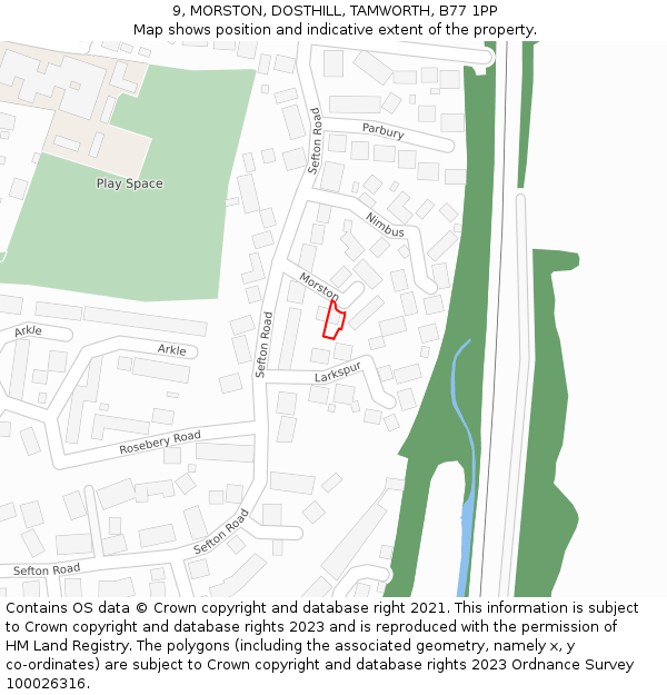 9, MORSTON, DOSTHILL, TAMWORTH, B77 1PP: Location map and indicative extent of plot