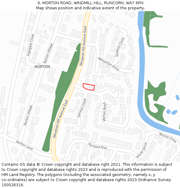 9, MORTON ROAD, WINDMILL HILL, RUNCORN, WA7 6PN: Location map and indicative extent of plot