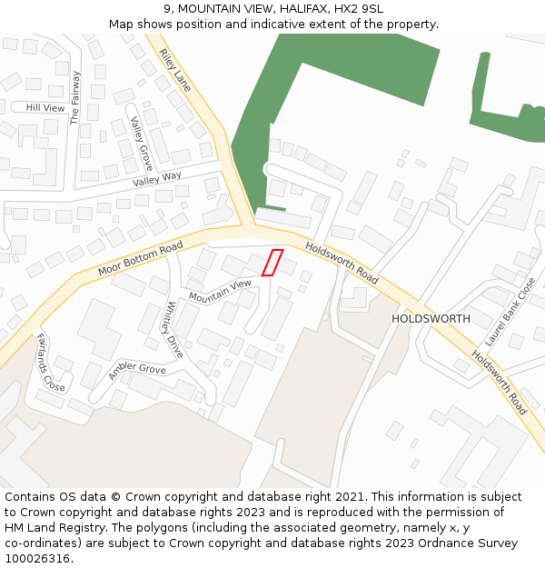 9, MOUNTAIN VIEW, HALIFAX, HX2 9SL: Location map and indicative extent of plot