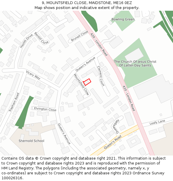 9, MOUNTSFIELD CLOSE, MAIDSTONE, ME16 0EZ: Location map and indicative extent of plot