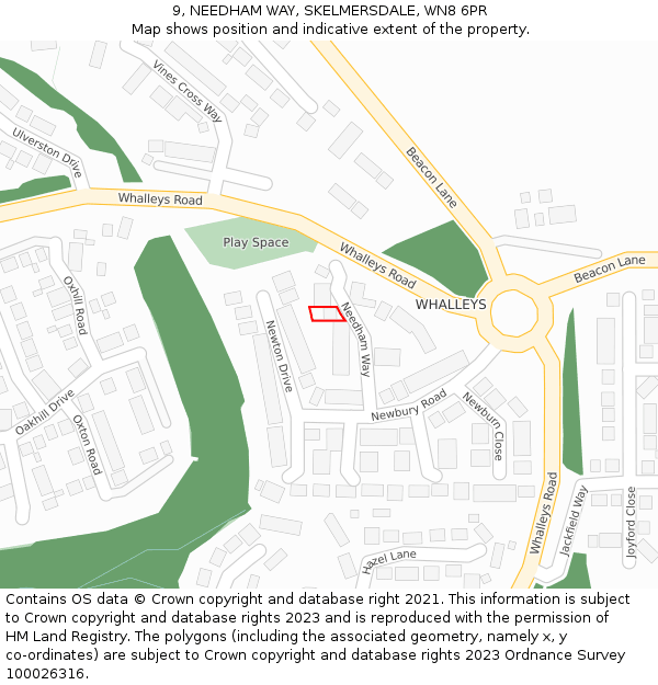 9, NEEDHAM WAY, SKELMERSDALE, WN8 6PR: Location map and indicative extent of plot