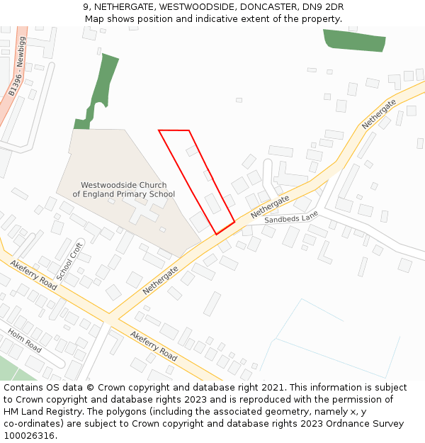 9, NETHERGATE, WESTWOODSIDE, DONCASTER, DN9 2DR: Location map and indicative extent of plot