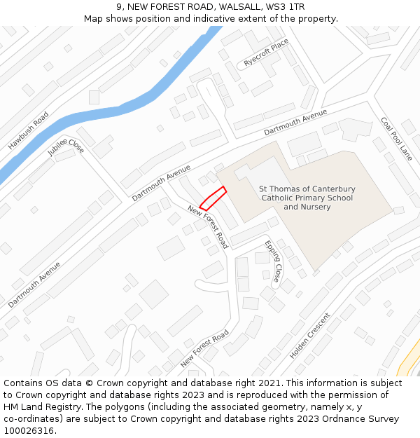 9, NEW FOREST ROAD, WALSALL, WS3 1TR: Location map and indicative extent of plot