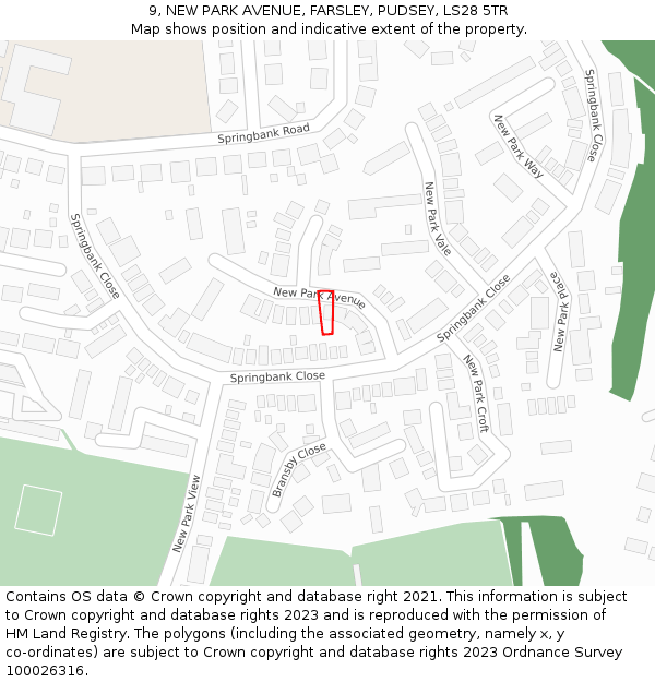 9, NEW PARK AVENUE, FARSLEY, PUDSEY, LS28 5TR: Location map and indicative extent of plot