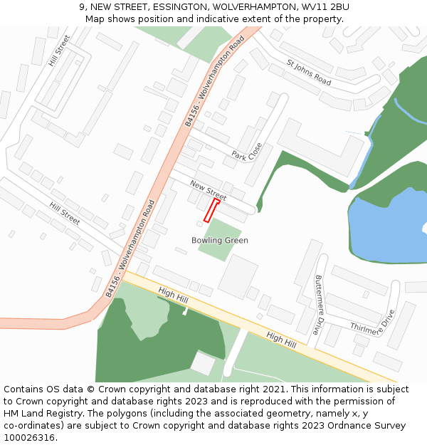 9, NEW STREET, ESSINGTON, WOLVERHAMPTON, WV11 2BU: Location map and indicative extent of plot