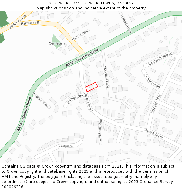 9, NEWICK DRIVE, NEWICK, LEWES, BN8 4NY: Location map and indicative extent of plot