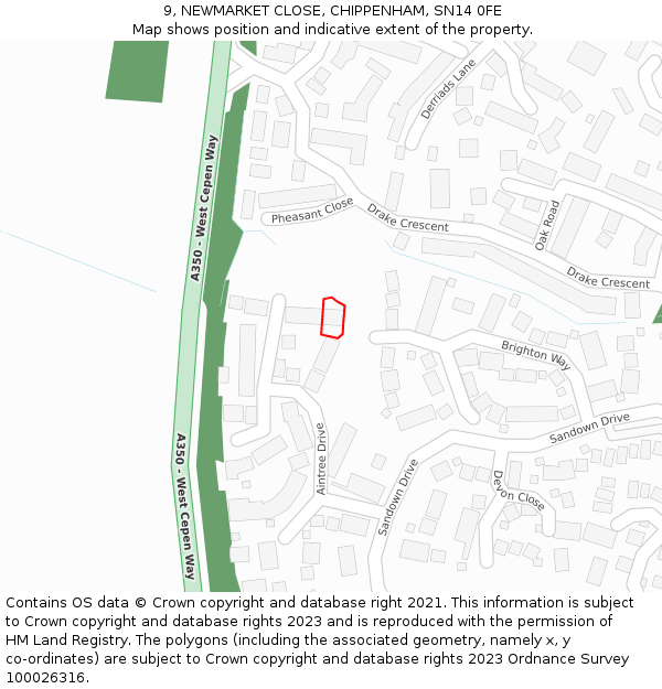 9, NEWMARKET CLOSE, CHIPPENHAM, SN14 0FE: Location map and indicative extent of plot