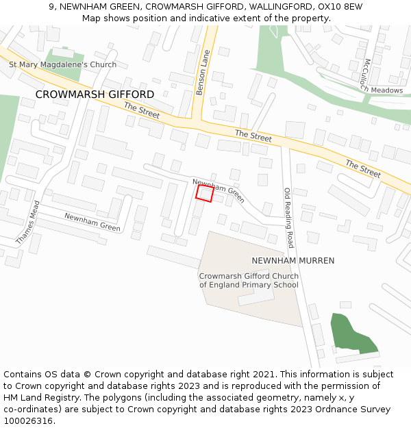 9, NEWNHAM GREEN, CROWMARSH GIFFORD, WALLINGFORD, OX10 8EW: Location map and indicative extent of plot