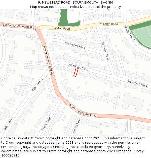 9, NEWSTEAD ROAD, BOURNEMOUTH, BH6 3HJ: Location map and indicative extent of plot