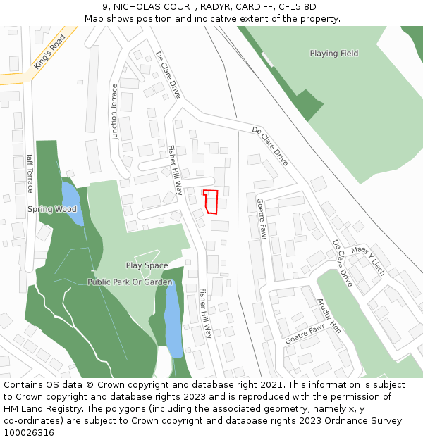 9, NICHOLAS COURT, RADYR, CARDIFF, CF15 8DT: Location map and indicative extent of plot