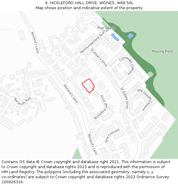 9, NICKLEFORD HALL DRIVE, WIDNES, WA8 5AL: Location map and indicative extent of plot