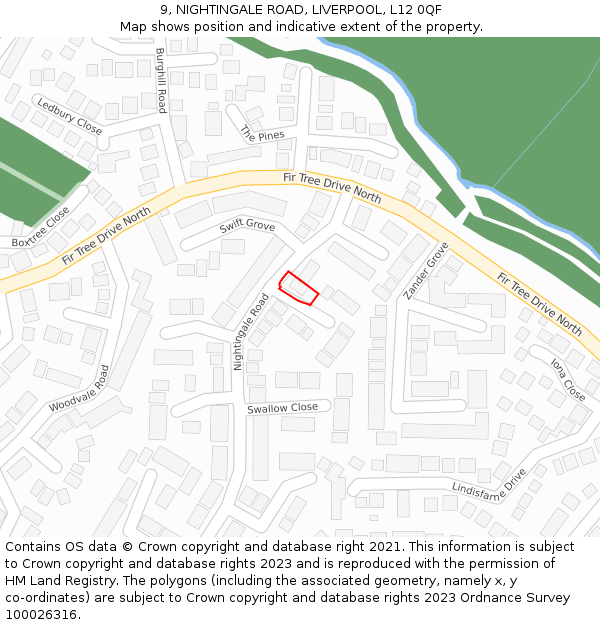 9, NIGHTINGALE ROAD, LIVERPOOL, L12 0QF: Location map and indicative extent of plot