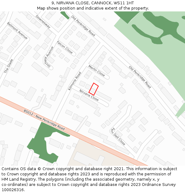 9, NIRVANA CLOSE, CANNOCK, WS11 1HT: Location map and indicative extent of plot