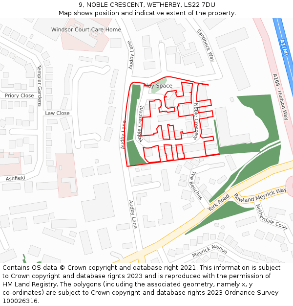 9, NOBLE CRESCENT, WETHERBY, LS22 7DU: Location map and indicative extent of plot