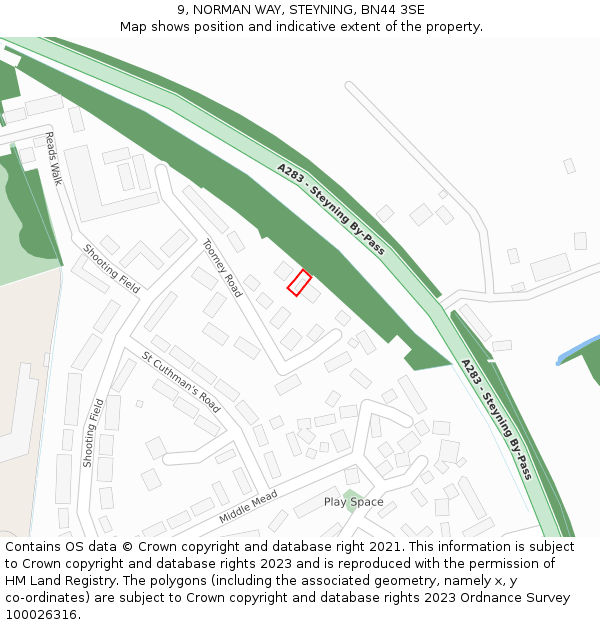 9, NORMAN WAY, STEYNING, BN44 3SE: Location map and indicative extent of plot