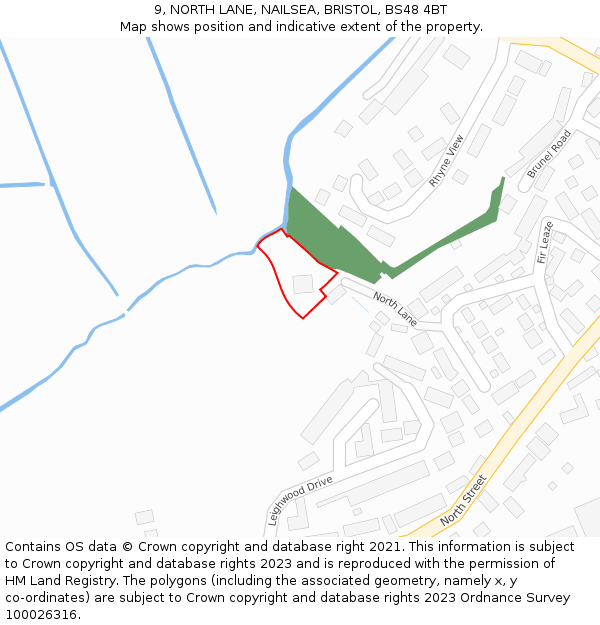 9, NORTH LANE, NAILSEA, BRISTOL, BS48 4BT: Location map and indicative extent of plot