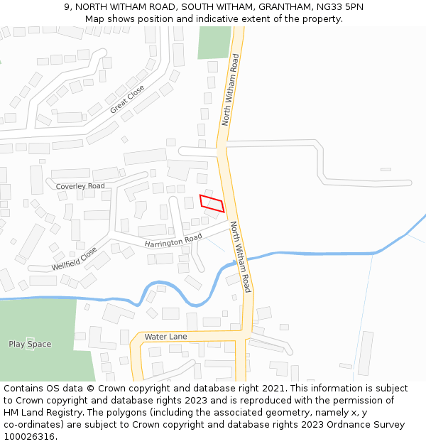 9, NORTH WITHAM ROAD, SOUTH WITHAM, GRANTHAM, NG33 5PN: Location map and indicative extent of plot