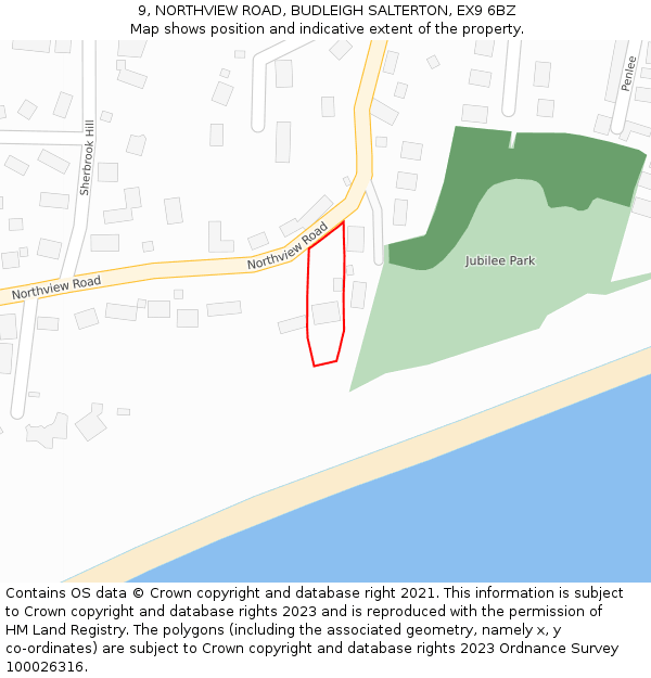 9, NORTHVIEW ROAD, BUDLEIGH SALTERTON, EX9 6BZ: Location map and indicative extent of plot