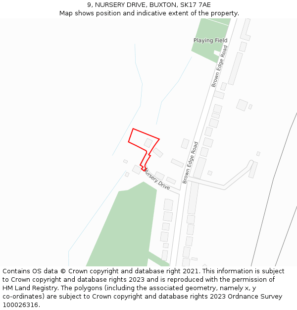 9, NURSERY DRIVE, BUXTON, SK17 7AE: Location map and indicative extent of plot